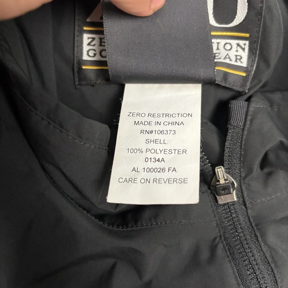 Zero Restriction Mens L Gentleman Jack Golf Jacket Packable Waterproof Black Zip